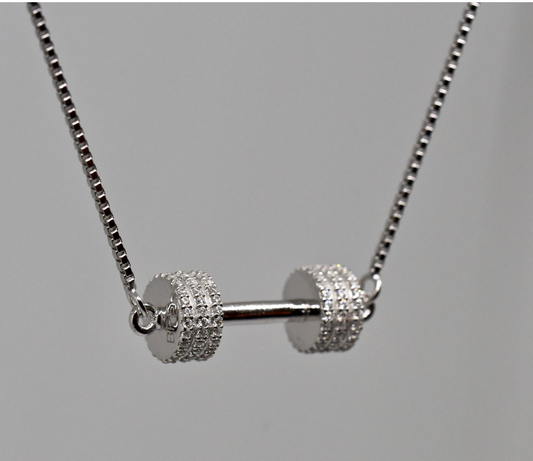 BP sterling CZ barbell necklace